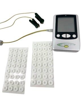 Alpha-Stim AID device, earclips, & felt pads